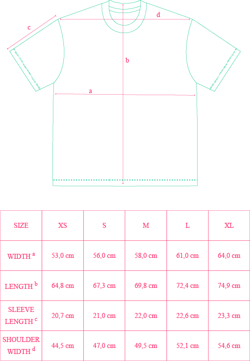 Size guide for Heaven's Gate Single-Stitch Tee